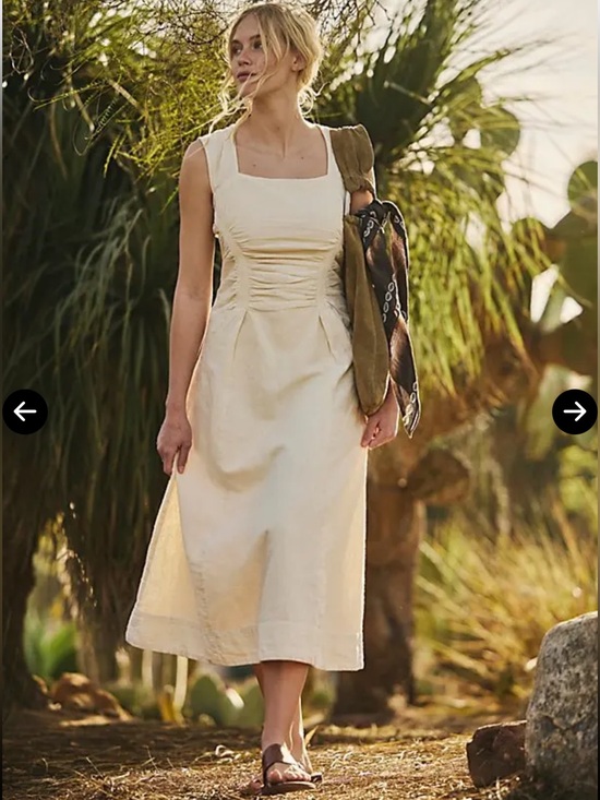 Free People Dresses & Skirts - Free People Cartagena Cotton-Linen Dress In Ivory